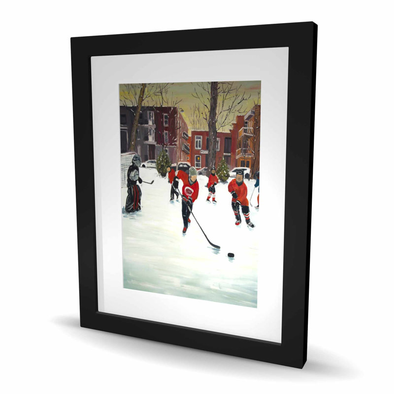 «Young Hockey Joueurs - Scenic Loisirs», reproduction encadrée, H 20 po x l 16 po, Noir