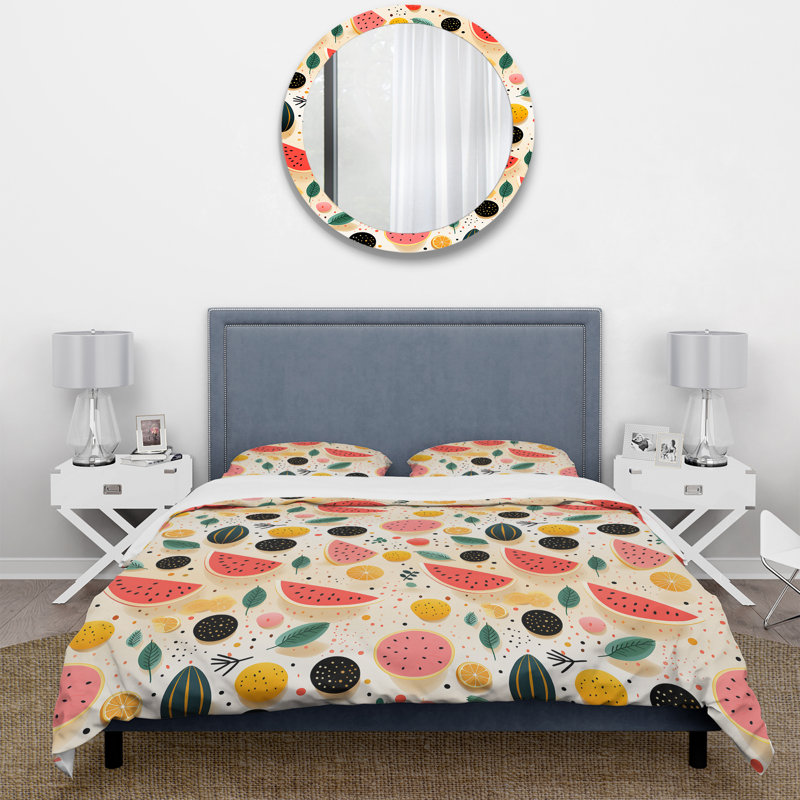 Ensemble de housse de couette Midcentury Pastel, Housse de couette pour très grand lit et 2 très