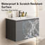 Meuble-lavabo suspendu noir de 61 cm (24 po) avec lavabo en céramique, meuble-lavabo mural moderne cannelé avec 2 tiroirs à fermeture douce pour salle d'eau-1097982365-1097982367