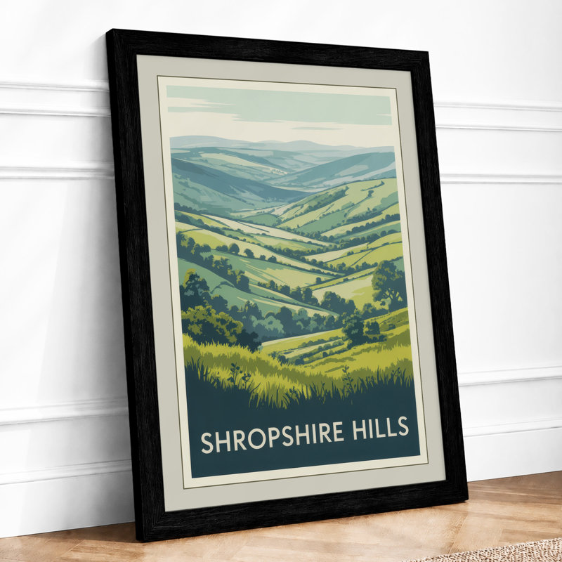 Shropshire Hills Vintage - Print, A2 - 59.4 x 42.0 cm, Black