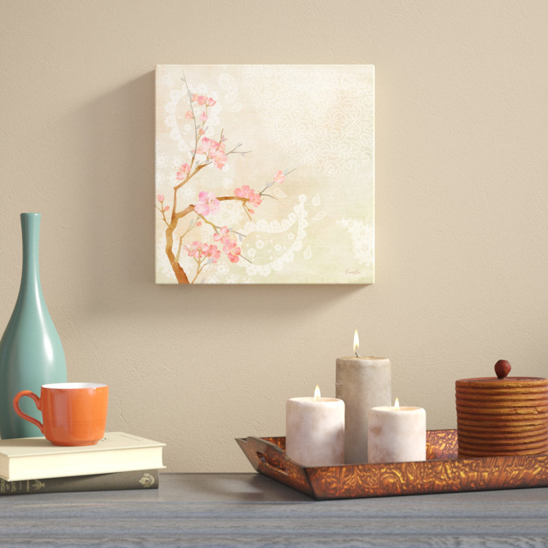 «Sweet Cherry Blossoms II», peinture sur toile, H 12 po x l 12 po