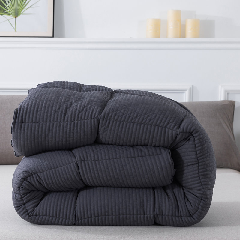 Box Stitch Comforter Set, Gray, Queen Comforter + 2 Standard Shams
