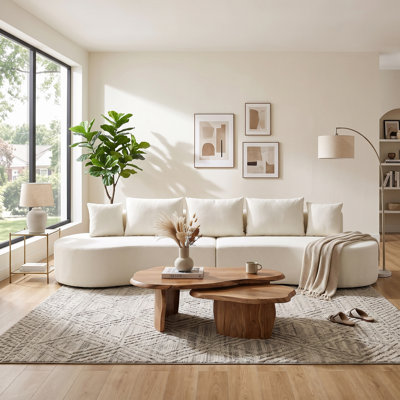 138" Modern Fluid Curved Modular 2-Piece Sectional Sofa, Fully Assembled
