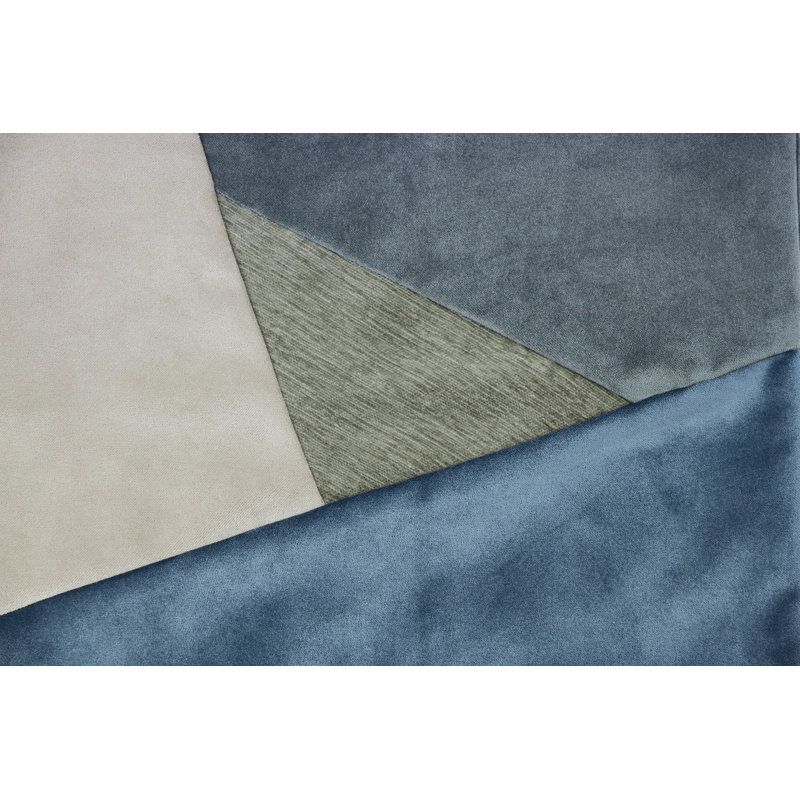 Epicurus Patchwork Square Cushion, 60 x 60cm, Petrol Blue/Beige