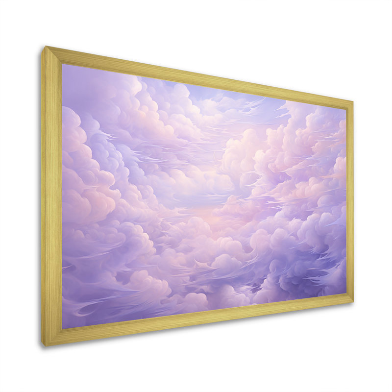 Impression sur toile mauve pastel mauve, H 16 po x l 32 po x P 1 po, Encadrement doré