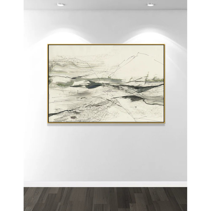 Green Sketches by PI Studio, 41.5" H x 61.5" W x 2" D, No Mat, Gold Floater Framed