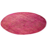 Overdyed Hand-Knotted Wool Modern-Contemporary Pink Area Rug 8' 1" x 8' 1"