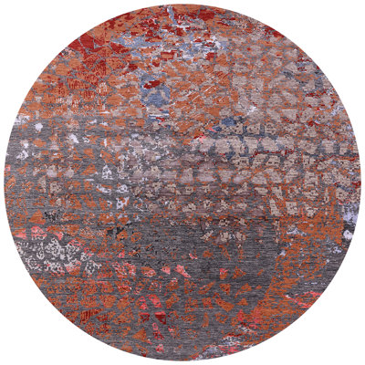 Tapis orange / gris à motif abstrait Carlsbad