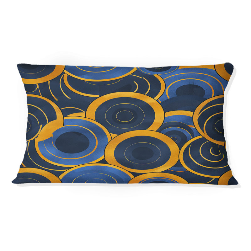 Coussin lombaire rétro bleu orange Midcentury
