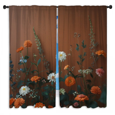 Assortiment de rideaux de fenêtre à motif de fleurs sauvages et obscurcissant - 2 panneaux