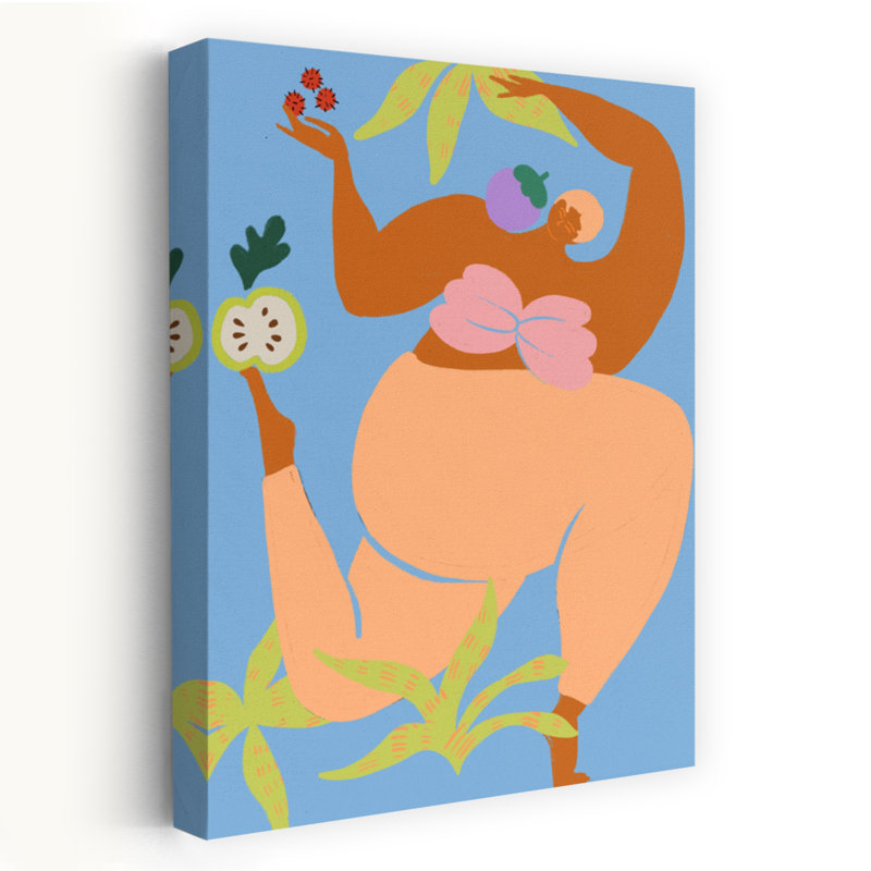 Art contemporain abstrait, plante fruitière colorée, H 48 po x l 32 po