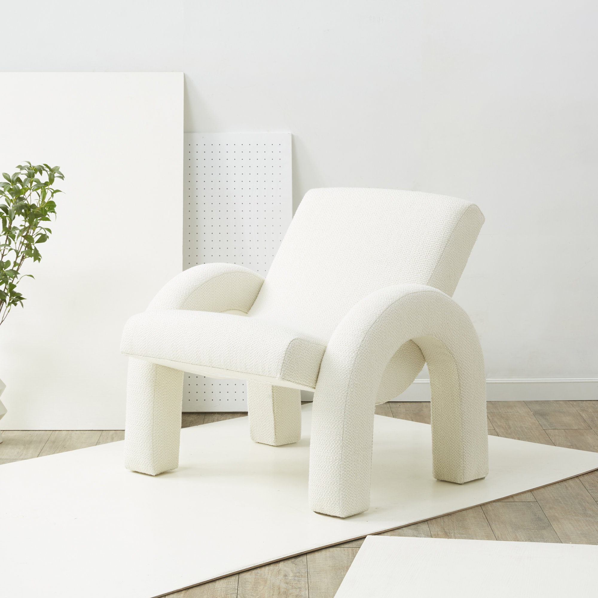 Isle Upholstered Armchair, Ivory Polyester Blend