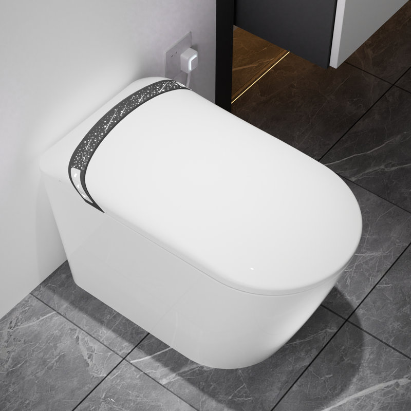 Elongated Smart Toilet With Bidet, Auto Open/Close Seat, Foot Kick Feature, 1.28 Flushing, Led Display, Night , And Warm Water For Bathroom Use
