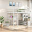 Lit mezzanine double multifonctionnel, structure en bois de pin, design moderne pour la maison