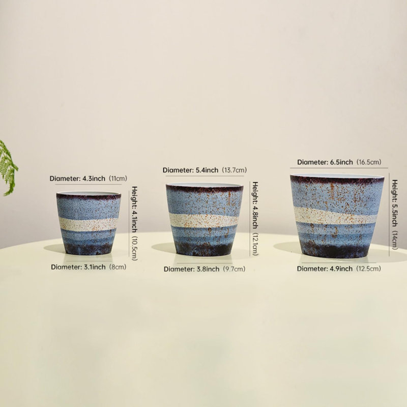 6/5/4in Rustic Blue Indoor/Outdoor Planter - 3pc Set