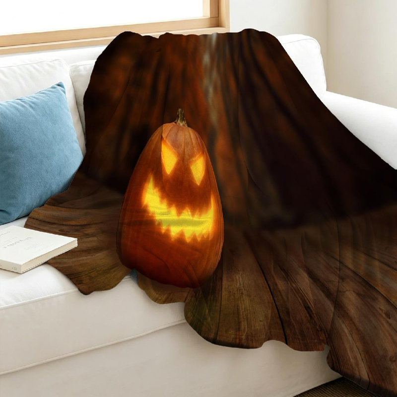 Jeté en molleton jaune ultra doux, imprimé citrouille d'Halloween, Jeté 40 po x 50 po