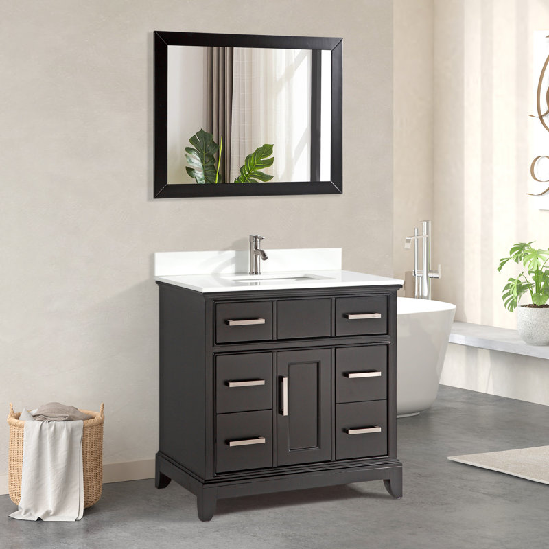Ensemble de meuble-lavabo simple avec miroir 36 po Valor, Espresso