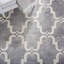 Tapis gris / ivoire en laine touffeté à la main à motif géométrique-67787925