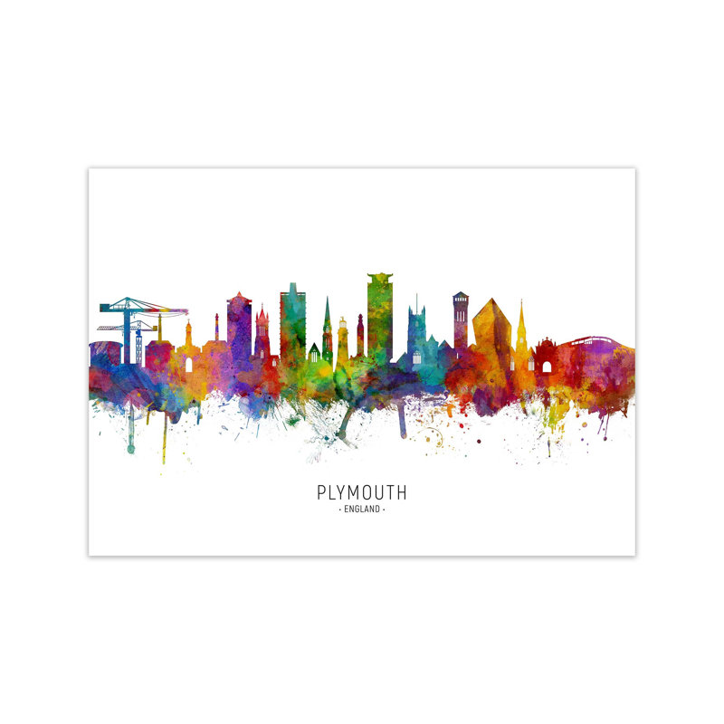 Plymouth England Skyline by Michael Tompsett - Print, Unframed, 60cm H x 84cm W x 1cm D