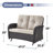 Gaetanino 49.5" Wide PE Wicker Outdoor Patio Glider Loveseat with Cushions-1901782343-1921193152