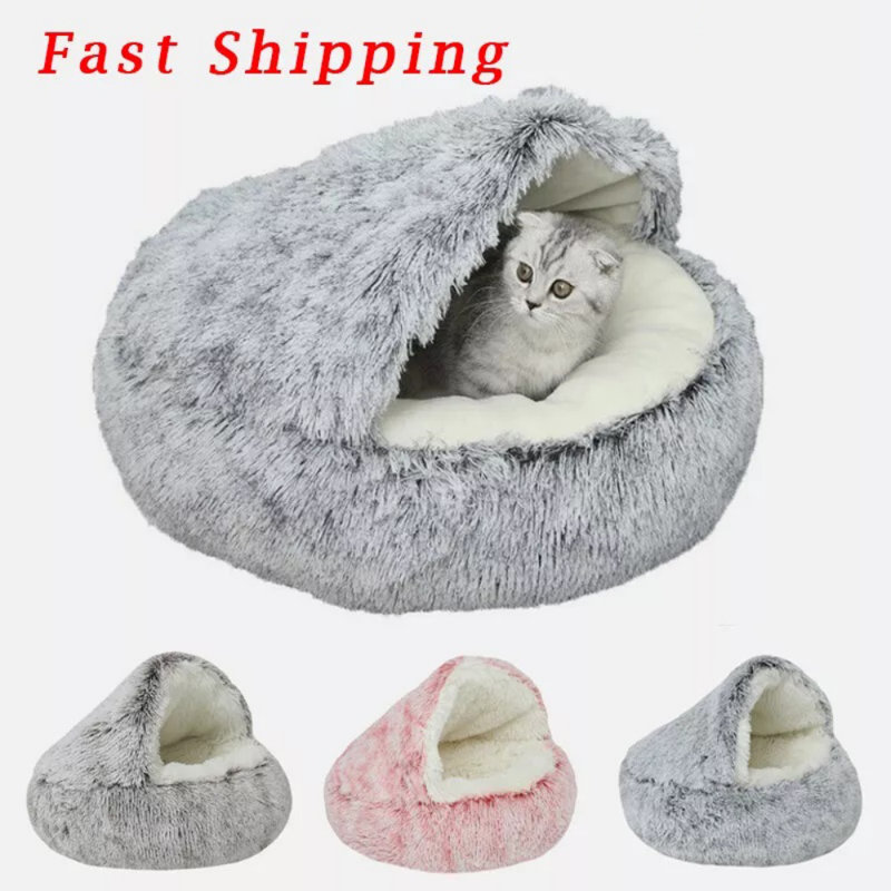 Lit pour chat d'hiver chaud et moelleux, Gris, L 23,6 po x l 16 po