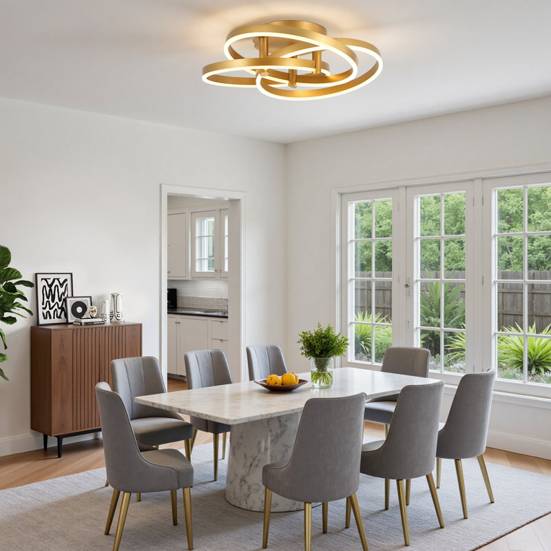 Plafonnier semi-encastré 3 lumières DEL 23,6 po, Or brossé