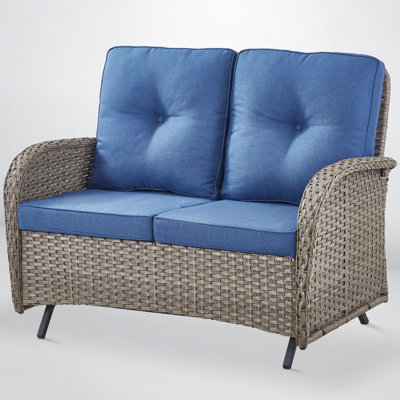 Valierius Stylish Patio Loveseat Glider Sofa With Water-Resistant Cushions - Smooth Gliding Experience And Durable Design For Backyard, Garden, And Ba by Red Barrel Studio