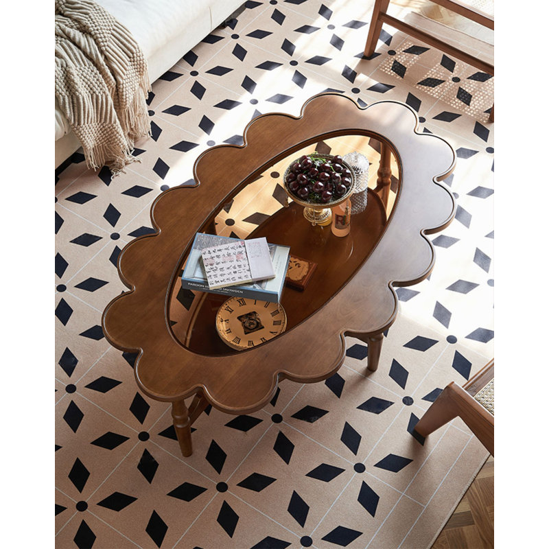 51.18" Brown Free Form Solid Wood Coffee Table