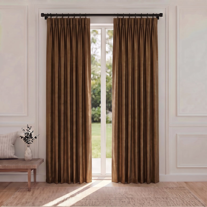 Rideau en soie Thorndike, jaune, 108 po, Chocolate, 50" W x 96" L