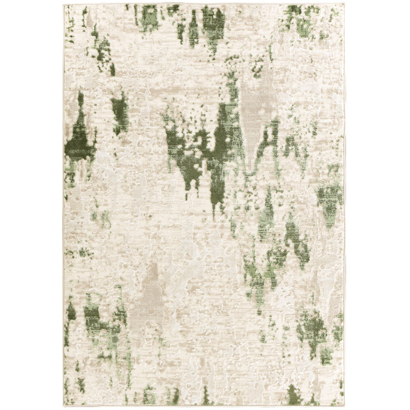 Tapis vert à motif abstrait Luckey, Rectangle de 5 pi x 7 pi
