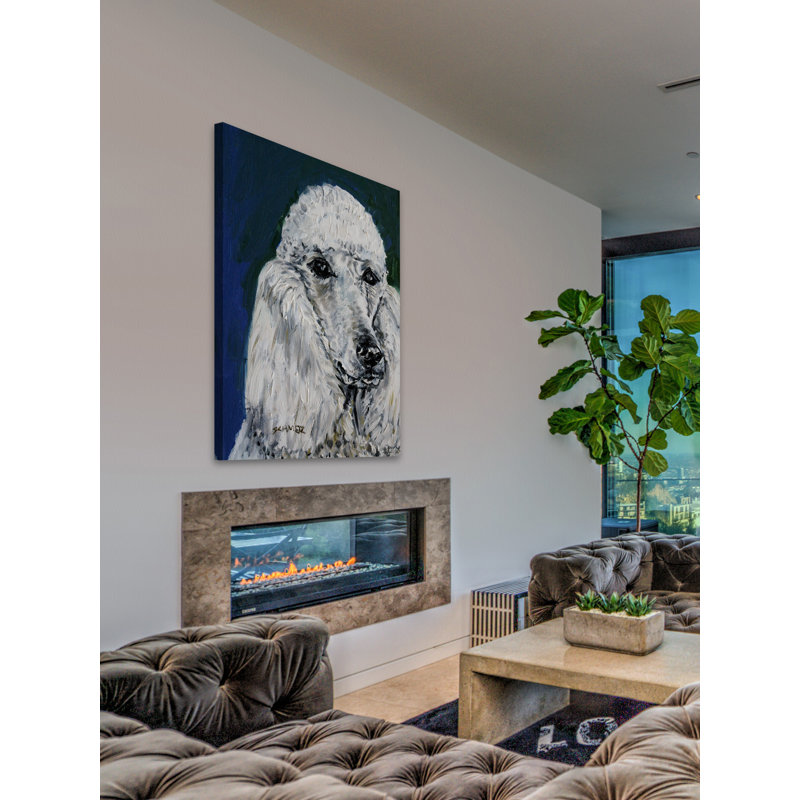 «White Poodle» par Jay Schmetz - reproduction sur toile, H 18 po x l 12 po