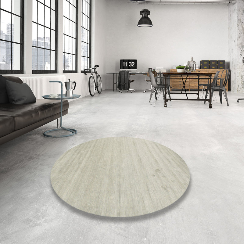 Tapis contemporain blanc cassé, Rond 3 pi