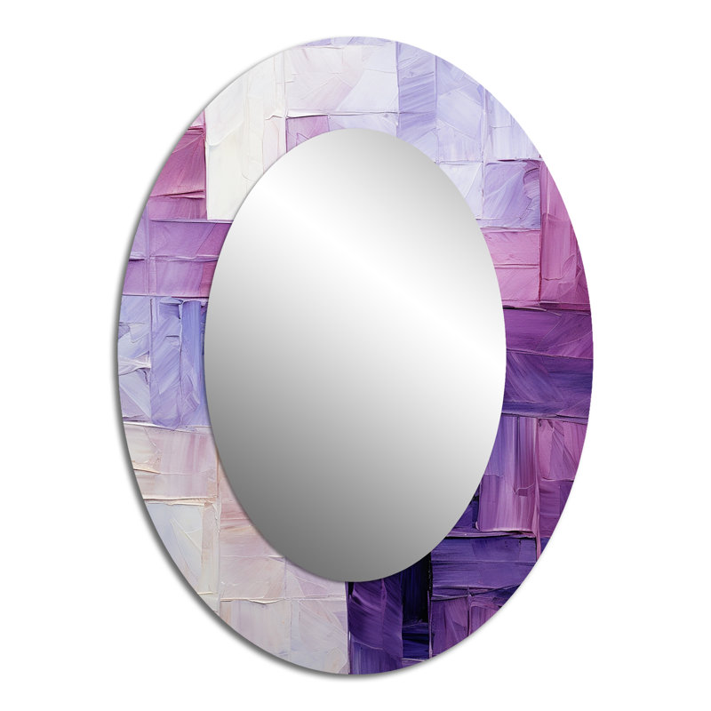 Décorations lilas à motif de treillis abstrait - miroir ovale mauve, 40 po x 30 po