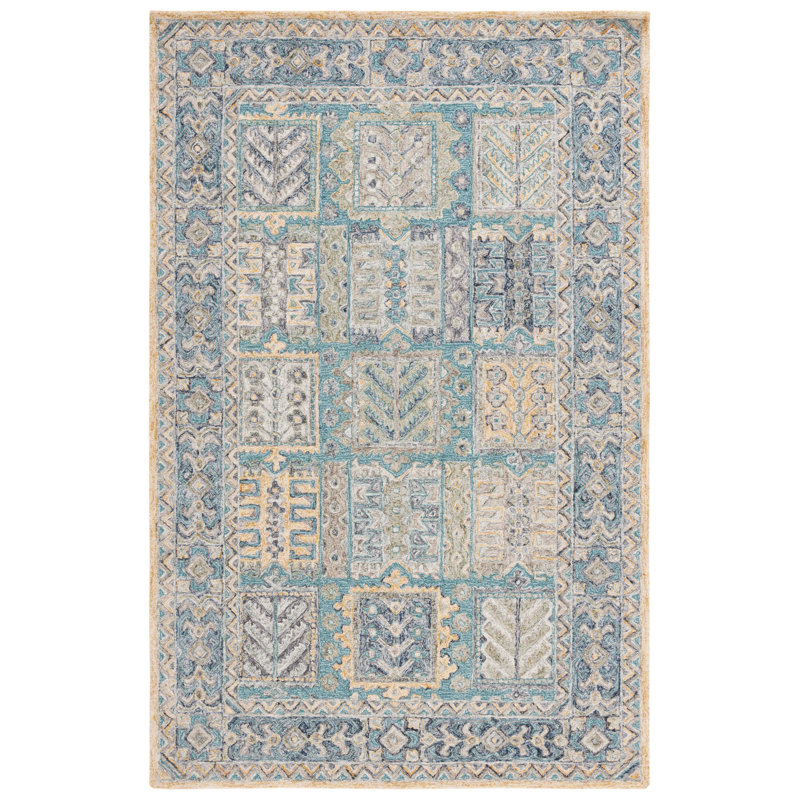Taourirt Hand Tufted Wool/Cotton Oriental Rug in Teal/Blue, Rectangle 3' x 5'