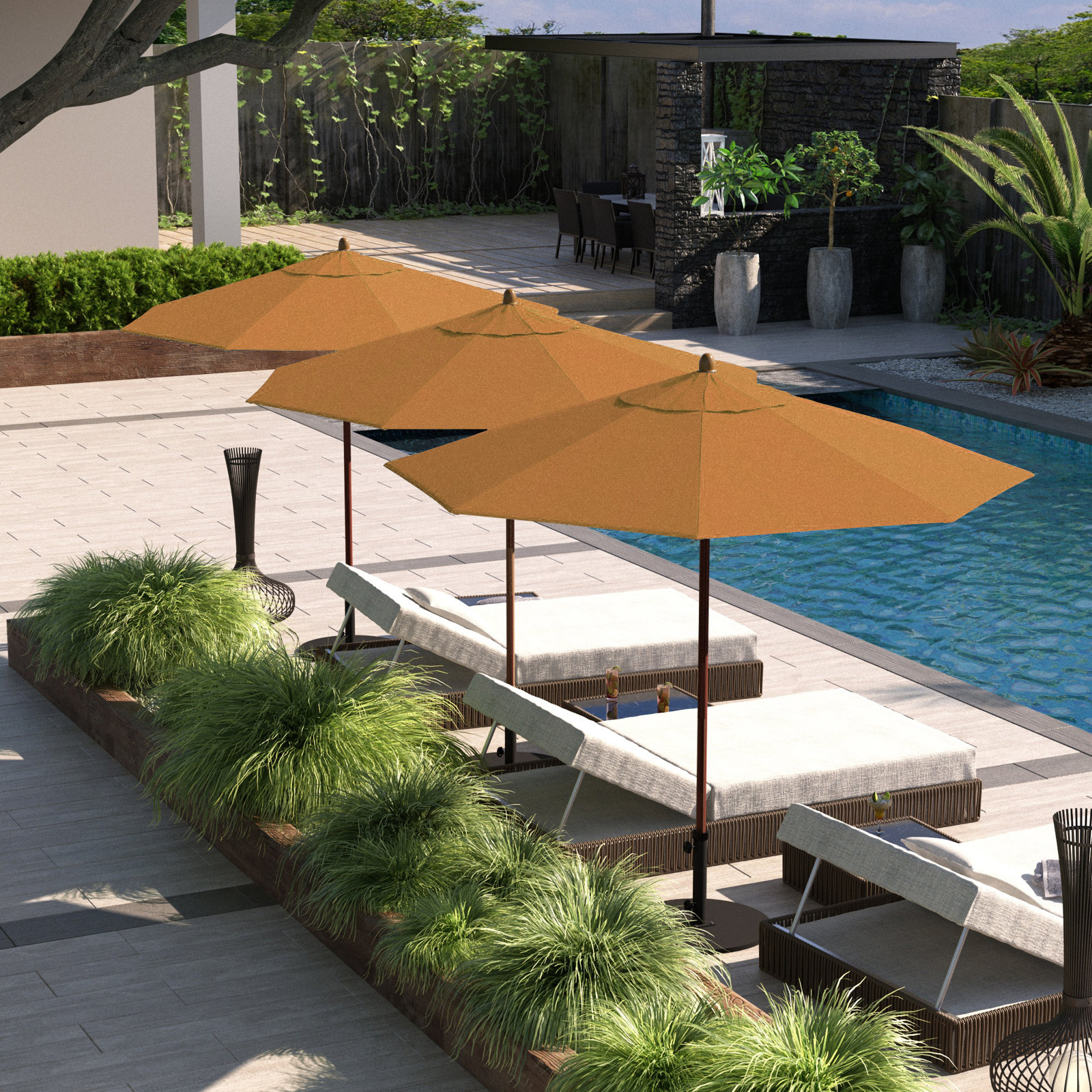 Sanna 104'' Sunbrella® Outdoor Umbrella, Canvas Tuscan Sunbrella® Canvas