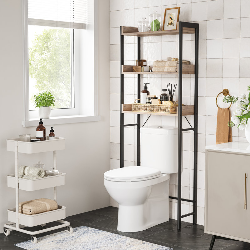 Rangement au-dessus de la toilette l 24,8 po x H 65 po x P 9,8 po, Grège / noir