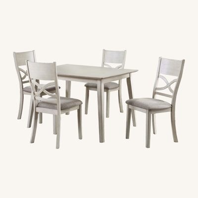 Antique White Finish 5Pc Dining Set Rectangular Table And 4 Side Chairs Wooden Dining Kitchen Furniture Breakfast Modern Dining Set -  Red Barrel StudioÂ®, 0106F24436F64A9C874346FE2BF99A67