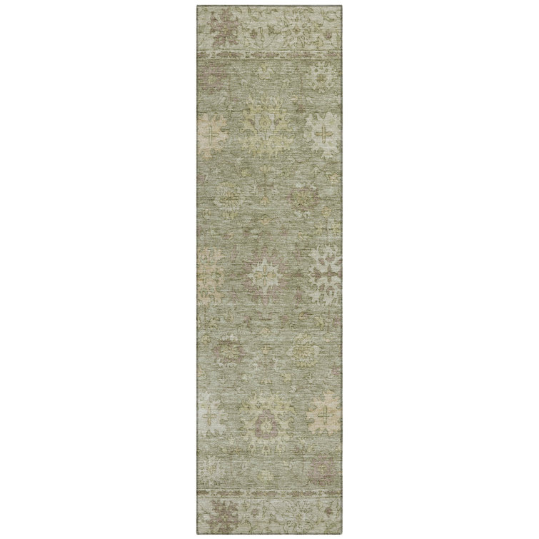 Machine Washable Indoor/Outdoor Xhevrie Sage Rug