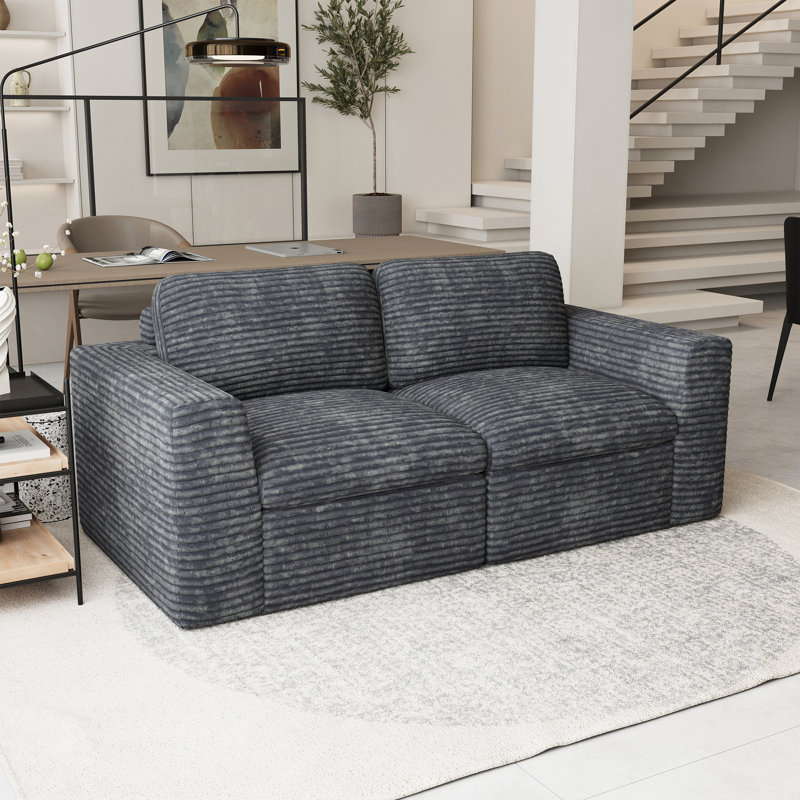 Boneless Wide Corduroy Compression Modular Upholstered Sponge Sofa Cloud Boneless Loveseat Sofa With No Assembly Required