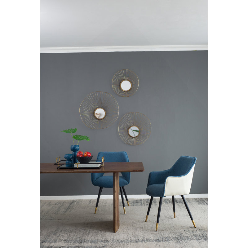 Ensemble de 2 fauteuils d'appoint en tissu bleu, 23 po x 23 po x 34 po