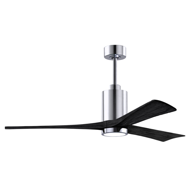 Ventilateur de plafond à 3 pales à DEL avec télécommande Patricia et ensemble d'éclairage inclus Patricia, Chrome poli