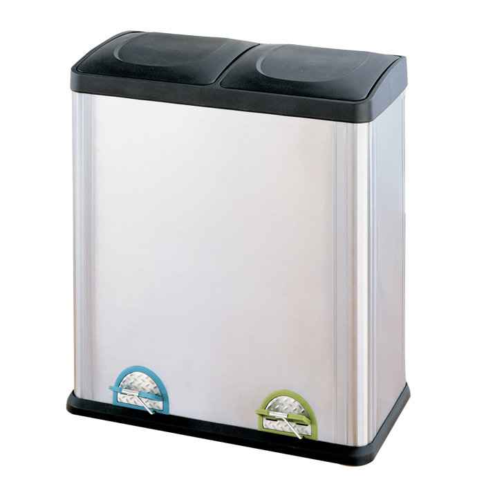 Poubelle de recyclage multi-compartiments à pédale en acier inoxydable 15,85 gallons Bloomingburg