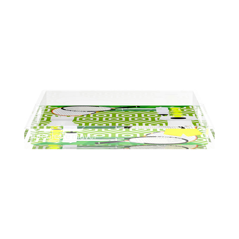 Decorative Tray, 2" H x 15" W x 15" D, Green/White