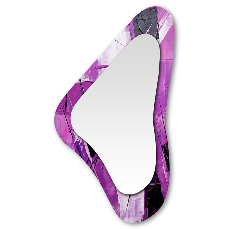 Carl Tachisme, cubisme mauve brossé 4 - Tachisme, miroir asymétrique mural, forme unique, impression sur métal