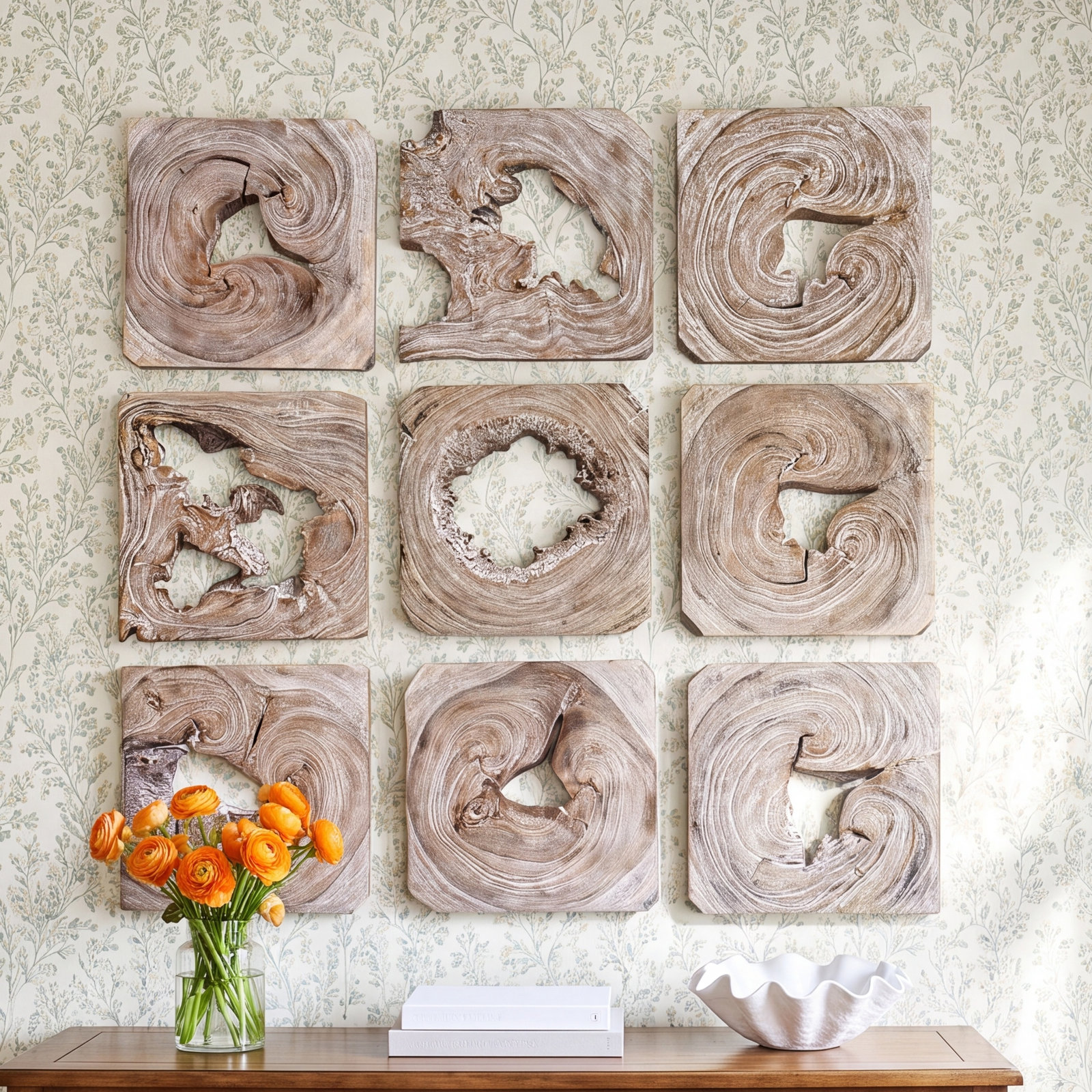 9-Piece Wood Wall Mounted Sculpture