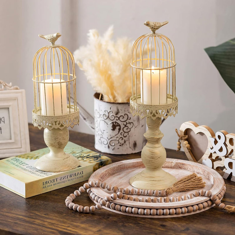 Green Crystal Glass Candle Holders - Taper Candle Holders For Weddings & Dining (Set Of 2)