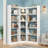  6 Tiers Corner Bookshelf And Bookcase With Baffle, 63.1" Tall Modern L-shaped Storage Display Book Shelf Industrial Bookshelves For Bedroom, Living Room, Kitchen, Home Office, White-1143630334