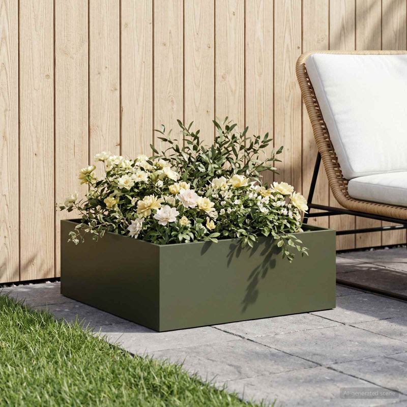 Planter, 20cm H x 40cm W x 40cm D, Olive Green, 1