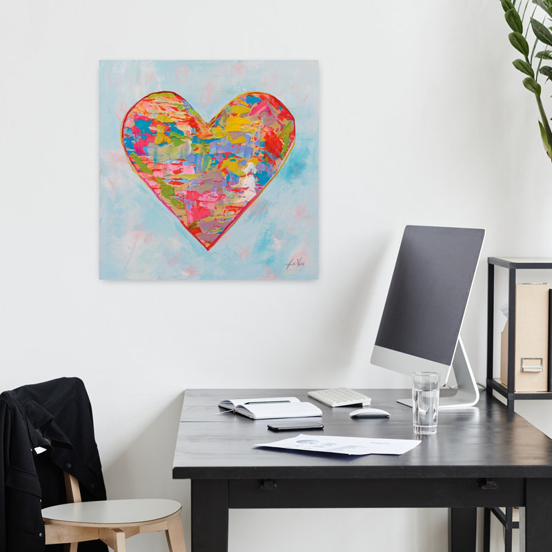 Premier amour contemporain V2 avec art abstrait bleu, H 18 po x l 18 po
