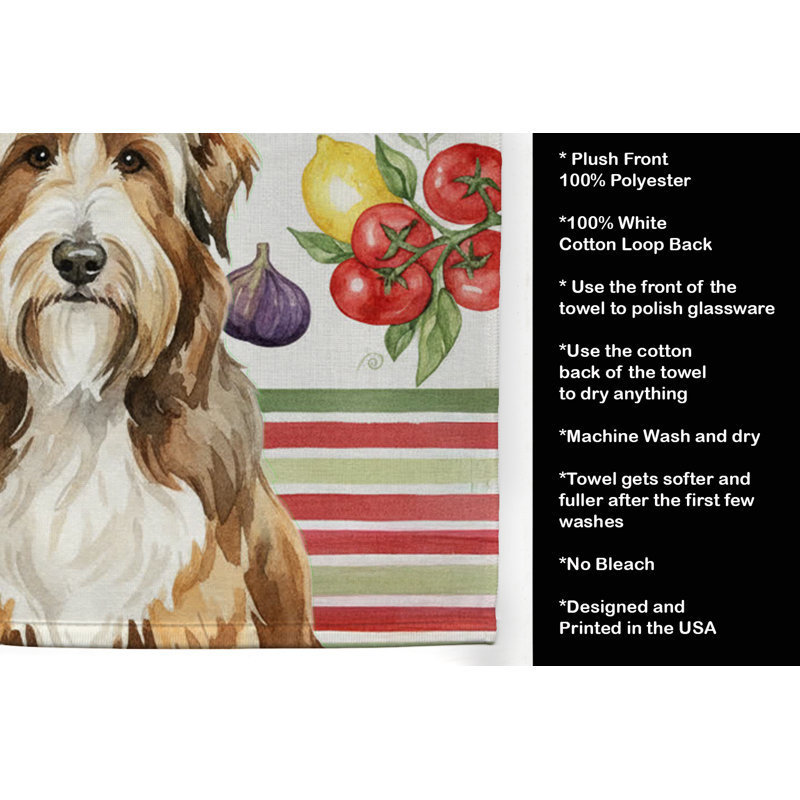 Brown Bearded Collie Vegetables Kitchen Towel, Brown Bearded Collie